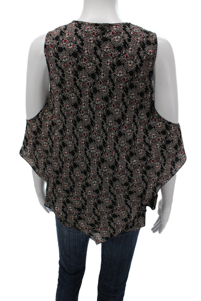 Derek Lam 10 Crosby Women Black Silk Sleeveless Tunic Floral Lace Up Size 4