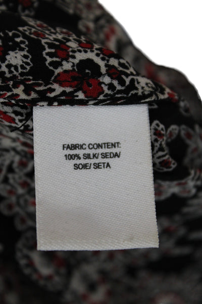 Derek Lam 10 Crosby Women Black Silk Sleeveless Tunic Floral Lace Up Size 4