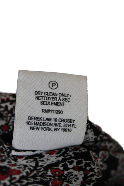 Derek Lam 10 Crosby Women Black Silk Sleeveless Tunic Floral Lace Up Size 4