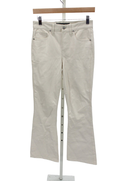 Veronica Beard Womens Cropped High Rise Ivory Pants Button 32 Inseam Size 26