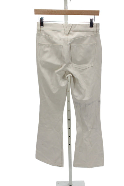 Veronica Beard Womens Cropped High Rise Ivory Pants Button 32 Inseam Size 26