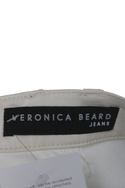 Veronica Beard Womens Cropped High Rise Ivory Pants Button 32 Inseam Size 26