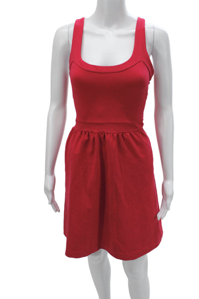 Cynthia Rowley Women Fit & Flare Dress Red Scoop Neck Sleeveless Knee Size S