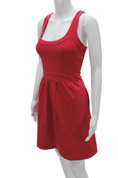Cynthia Rowley Women Fit & Flare Dress Red Scoop Neck Sleeveless Knee Size S
