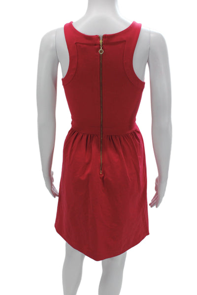 Cynthia Rowley Women Fit & Flare Dress Red Scoop Neck Sleeveless Knee Size S