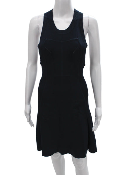 A.L.C. Womens Fit & Flare Black Scoop Neck Sleeveless Rayon Dress Size S