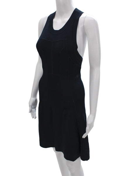A.L.C. Womens Fit & Flare Black Scoop Neck Sleeveless Rayon Dress Size S