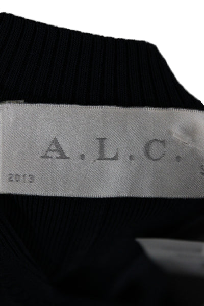 A.L.C. Womens Fit & Flare Black Scoop Neck Sleeveless Rayon Dress Size S