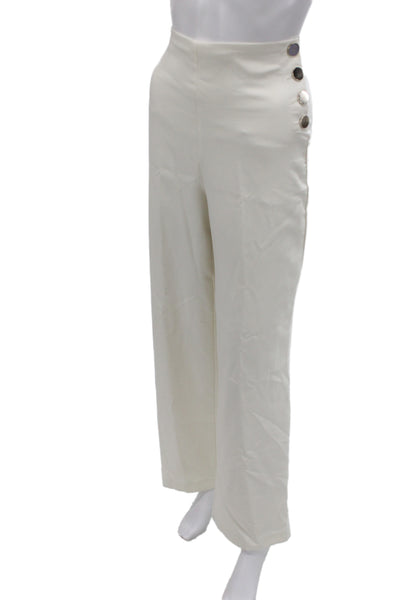 Rachel Zoe Women Dress Pants White Zip Nautical Polyester Inseam 34 Size 2