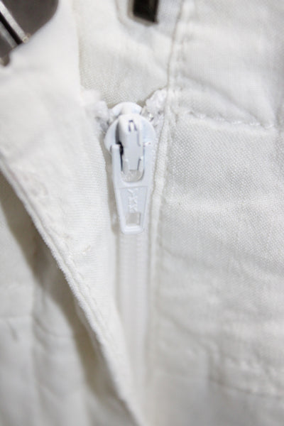 Theory Womens Capri Pants White Linen Button Inseam 28 Size 2