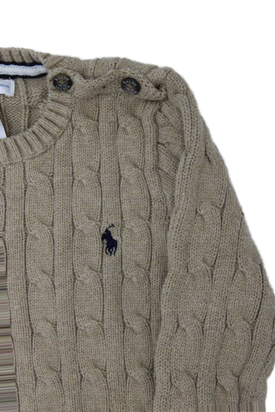 Ralph Lauren Childrens Boys Cable Knit Sweater Beige Cotton Size 24 Months