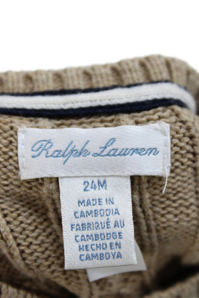 Ralph Lauren Childrens Boys Cable Knit Sweater Beige Cotton Size 24 Months