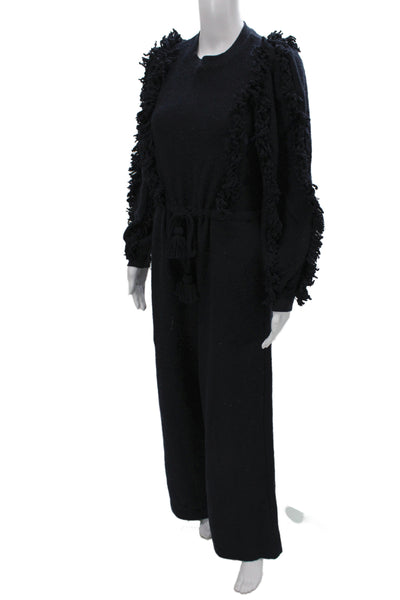 Ulla Johnson Womens Black Flecked Cotton Long Sleeve Jumpsuit Size 0P
