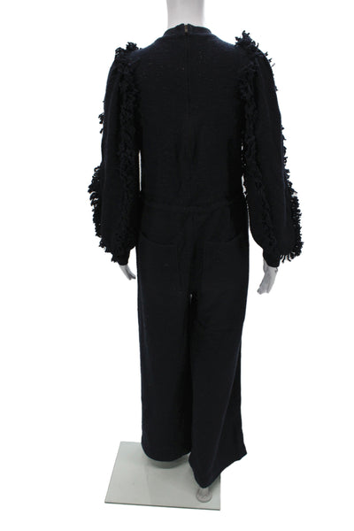 Ulla Johnson Womens Black Flecked Cotton Long Sleeve Jumpsuit Size 0P
