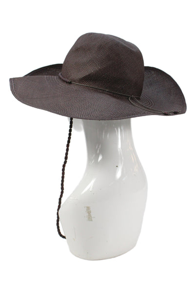 Artesano Womens Straw Beaded Detail Classic Wide Brim Hat Brown Size M