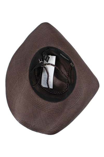Artesano Womens Straw Beaded Detail Classic Wide Brim Hat Brown Size M