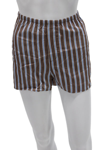 WNU Mens Striped Tencel Lyocell Boxer Shorts Brown Classic Size 8