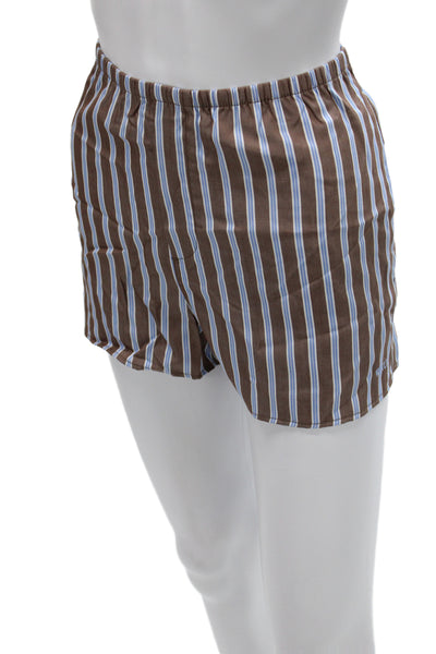 WNU Mens Striped Tencel Lyocell Boxer Shorts Brown Classic Size 8