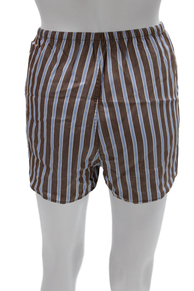 WNU Mens Striped Tencel Lyocell Boxer Shorts Brown Classic Size 8