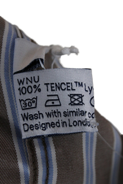 WNU Mens Striped Tencel Lyocell Boxer Shorts Brown Classic Size 8