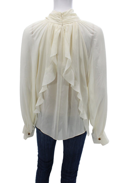 Vince Women Tunic High Neck Long Sleeve Ivory Button Cuff Size L