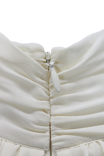 Vince Women Tunic High Neck Long Sleeve Ivory Button Cuff Size L