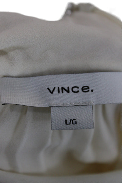 Vince Women Tunic High Neck Long Sleeve Ivory Button Cuff Size L