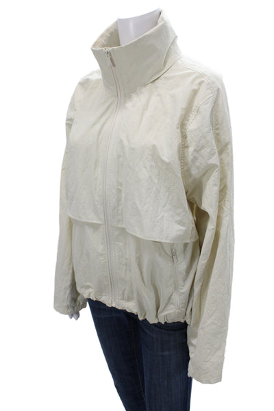 Quince Womens Windbreaker Ivory Recycled Nylon Zip Long Sleeve Size XL