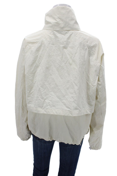 Quince Womens Windbreaker Ivory Recycled Nylon Zip Long Sleeve Size XL