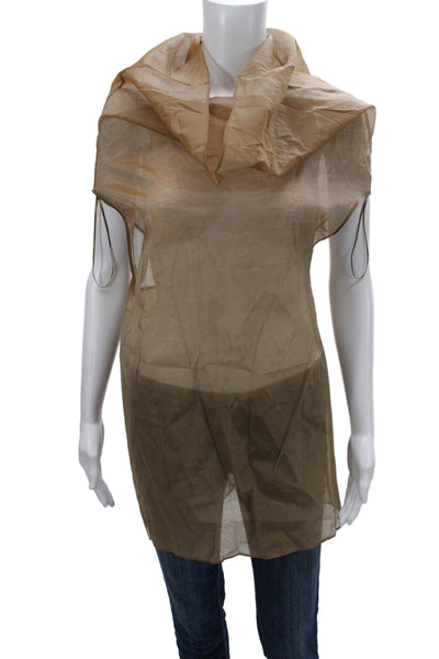 MNG Womens Tunic Blouse Sleeveless Cowl Neck Beige Cotton Summer Size 8