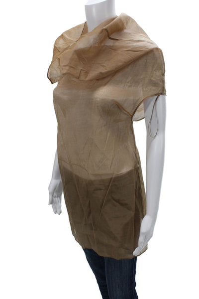 MNG Womens Tunic Blouse Sleeveless Cowl Neck Beige Cotton Summer Size 8