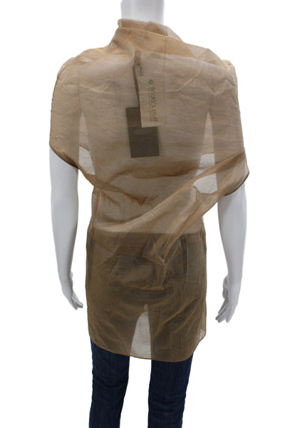 MNG Womens Tunic Blouse Sleeveless Cowl Neck Beige Cotton Summer Size 8