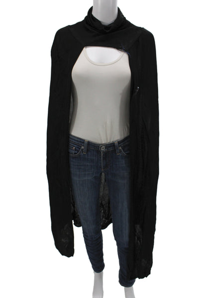 Bevza Womens Cape Sweater Black Cowl Neck Sleeveless Size One Size