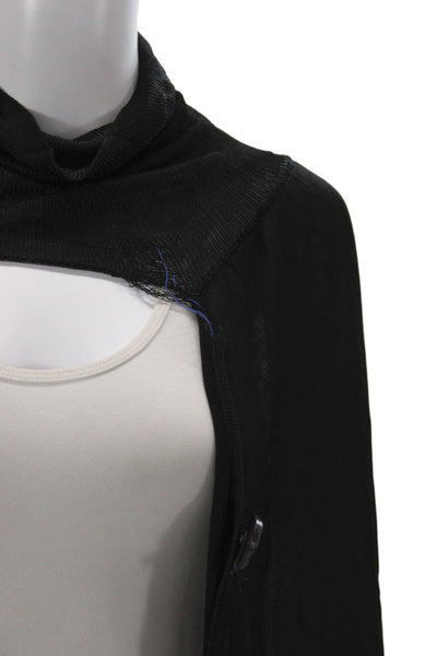 Bevza Womens Cape Sweater Black Cowl Neck Sleeveless Size One Size