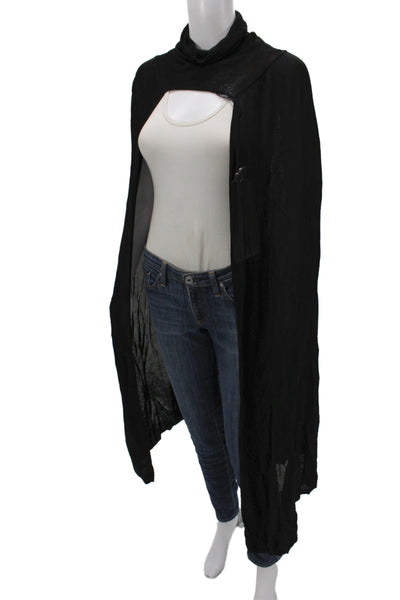 Bevza Womens Cape Sweater Black Cowl Neck Sleeveless Size One Size