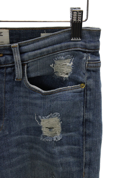 Frame Denim Womens Straight Jeans Distressed Blue Mid Rise Inseam 26 Size 24