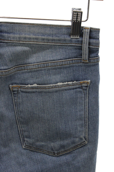 Frame Denim Womens Straight Jeans Distressed Blue Mid Rise Inseam 26 Size 24