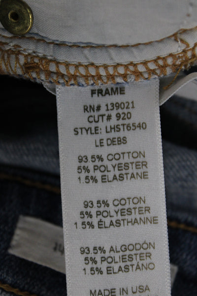 Frame Denim Womens Straight Jeans Distressed Blue Mid Rise Inseam 26 Size 24