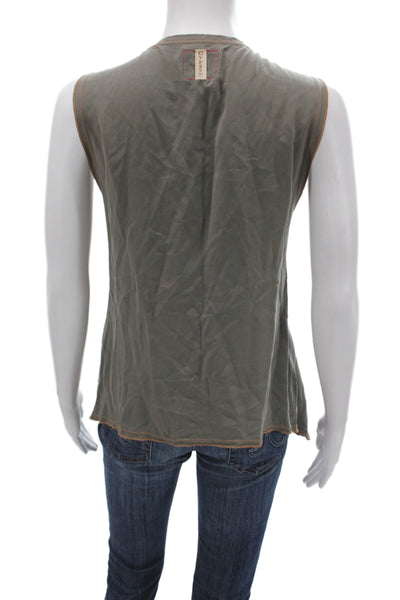 Gypsy 05 Women Gray Silk Scoop Neck Geometric Sleeveless Basic Tank Top Size XS