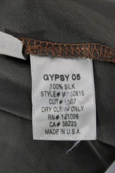 Gypsy 05 Women Gray Silk Scoop Neck Geometric Sleeveless Basic Tank Top Size XS