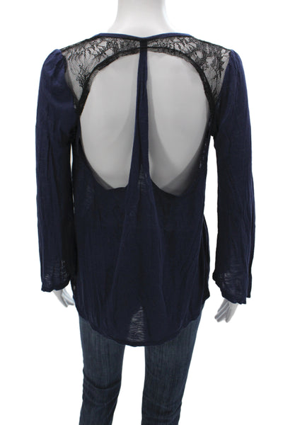Blue Life Women Basic Blue V Neck Long Sleeve Modal Boho Blouse Size XS