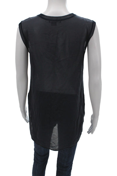 Vince Women Basic Sleeveless Silk Tank Crew Neck Black Size XS