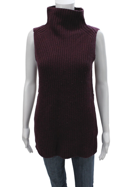 Wilfred Womens Turtleneck Sleeveless Wool Pullover Sweater Purple Size 2XS