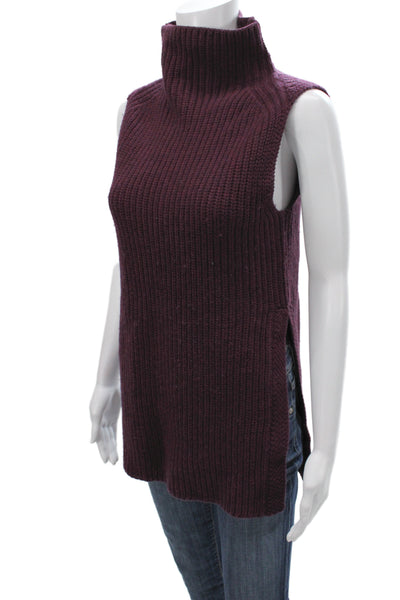 Wilfred Womens Turtleneck Sleeveless Wool Pullover Sweater Purple Size 2XS