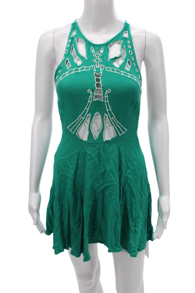 Nasty Gal Women Fit & Flare Halter Mini Green Rayon Dress Size XS