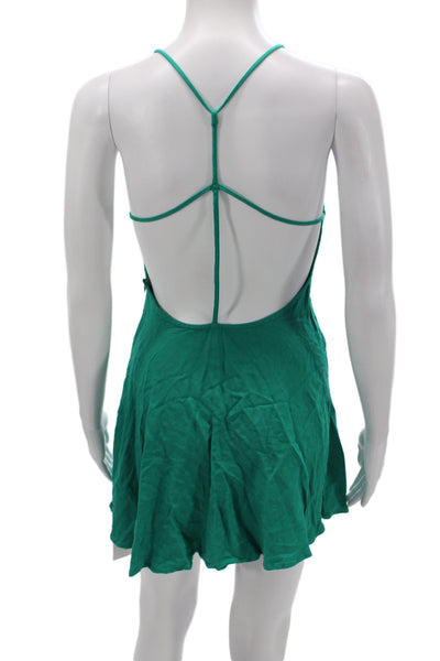 Nasty Gal Women Fit & Flare Halter Mini Green Rayon Dress Size XS