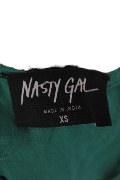 Nasty Gal Women Fit & Flare Halter Mini Green Rayon Dress Size XS