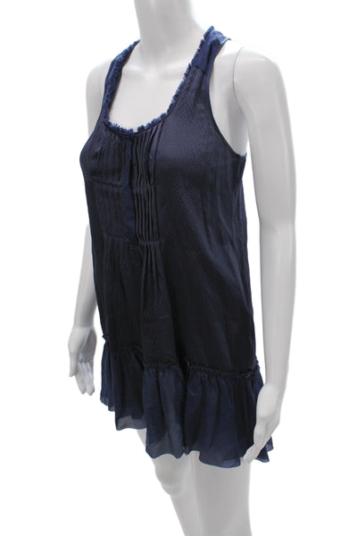 Rebecca Taylor Womens Mini Blue Silk Scoop Neck Sleeveless Dress Size 0