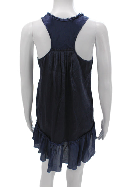 Rebecca Taylor Womens Mini Blue Silk Scoop Neck Sleeveless Dress Size 0