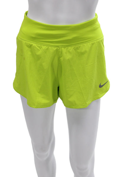 Nike Womens Athletic Green Zip Shorts Polyester Size M